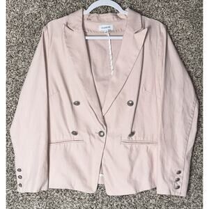 Evereve Blush Pink Lenox Blazer Sz L Double Breasted Cotton Jacket